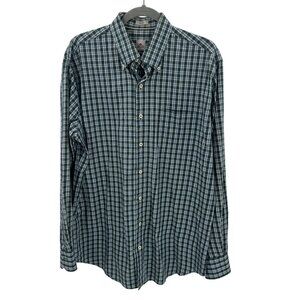 Peter Millar Mens Large Blue Plaid Button-Down Long Sleeve Shirt 100% Cotton